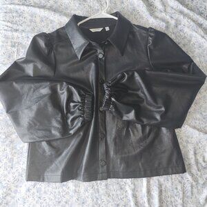 Women's short Faux leather blouse